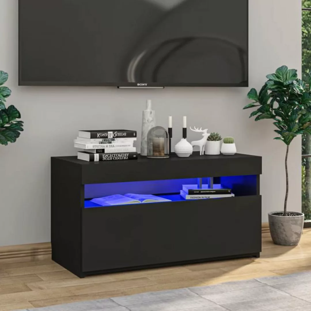 vidaXL TV-Schrank TV-Schrank mit LED-Leuchten Schwarz 75x35x40 cm Lowboard günstig online kaufen