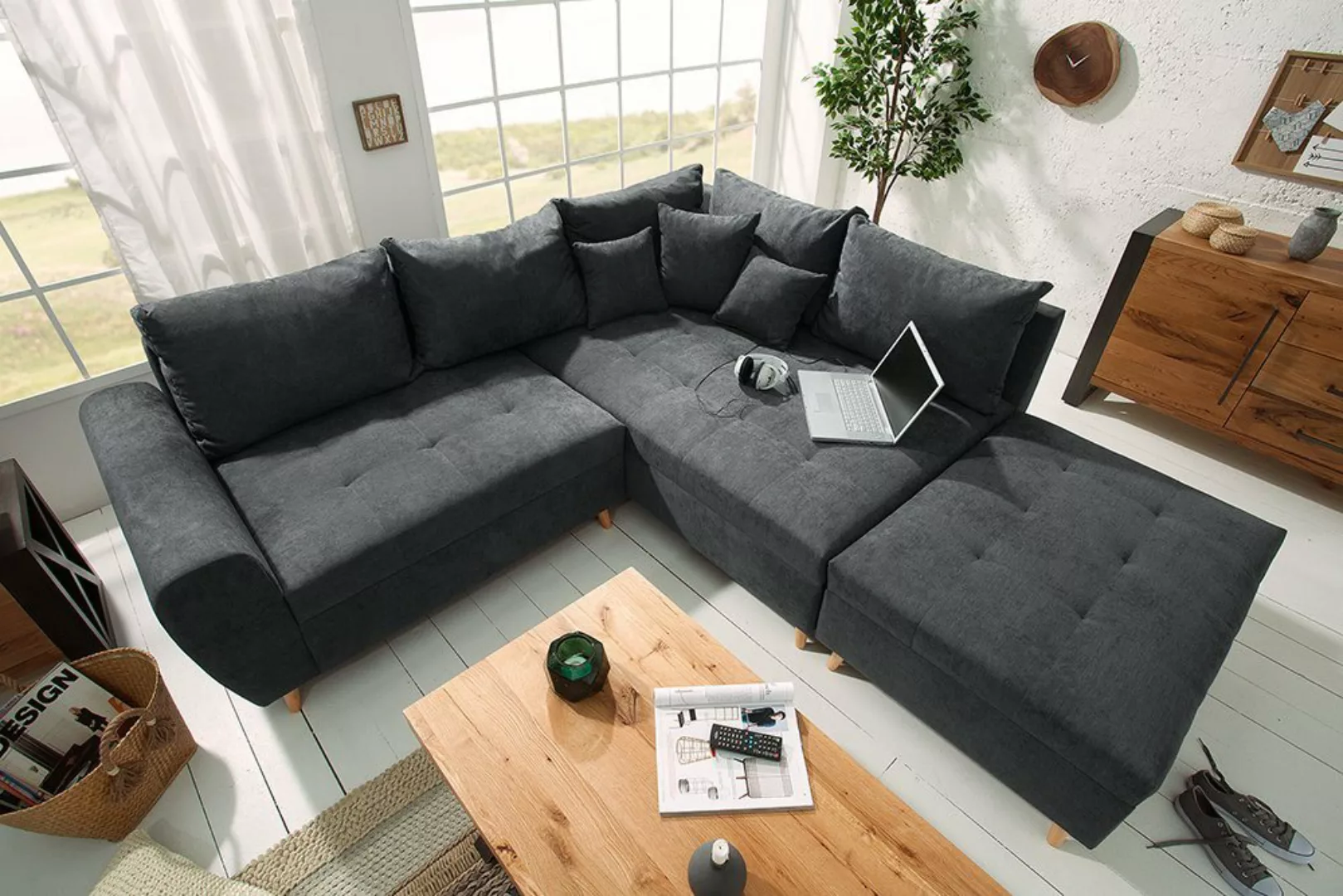 riess-ambiente Ecksofa SCANDINAVIA 250cm anthrazit, 3 Teile, mit Kissen günstig online kaufen