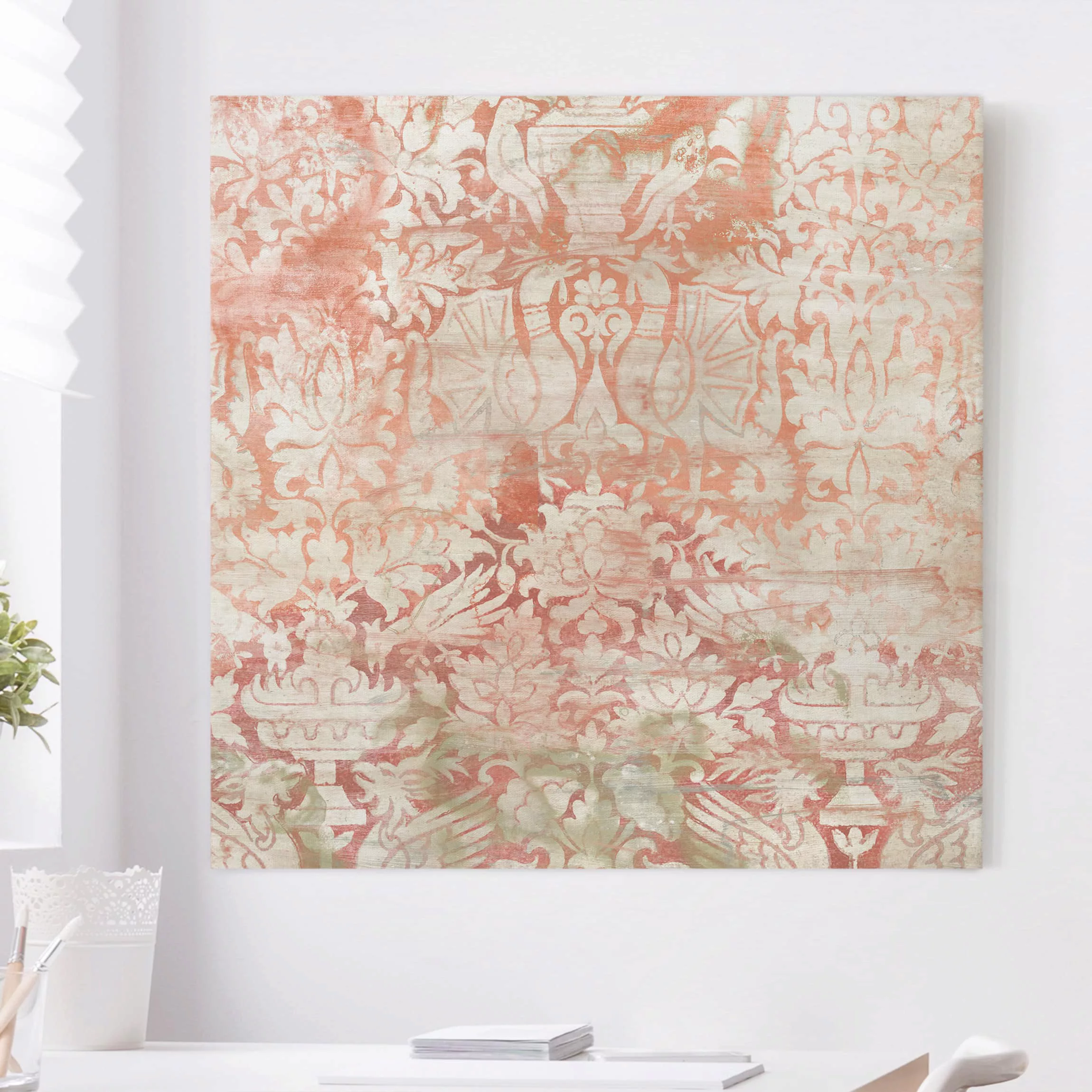 Leinwandbild Abstrakt - Quadrat Ornamentgewebe II günstig online kaufen