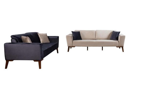 JVmoebel Sofa Sofagarnitur 3+3+1 Sitzer Set Design Sofa Couchgarnitur Texti günstig online kaufen