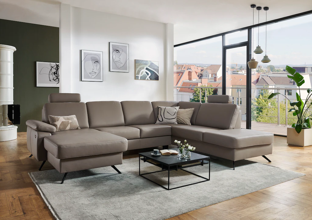 Die PlanBar Wohnlandschaft "PN-EM15047 U-Form, mit Kopfstützen", Echtleder, günstig online kaufen
