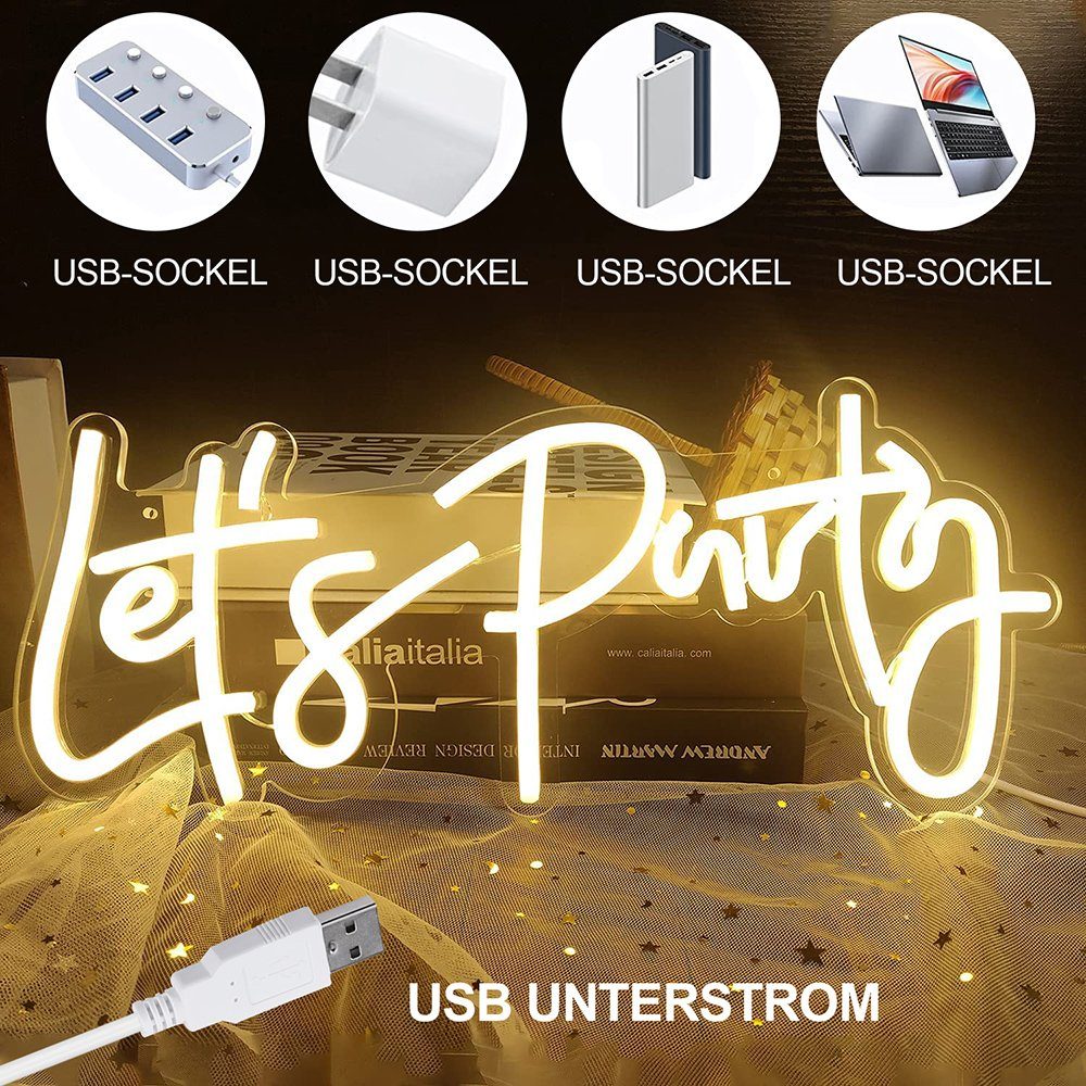 Sunicol LED Wandleuchte Let's Party Neonschild, günstig online kaufen