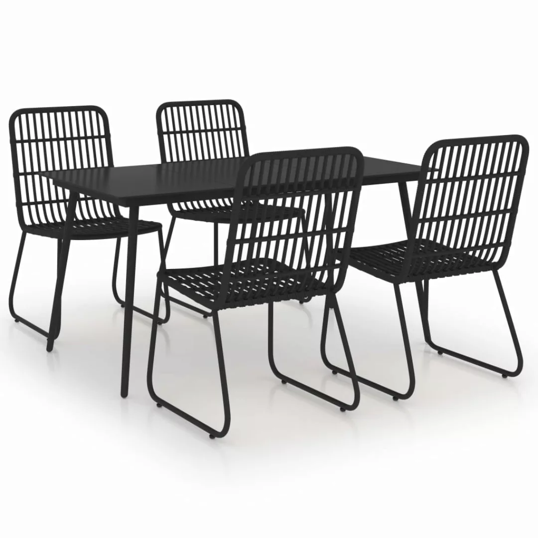 5-tlg. Garten-essgruppe Poly Rattan Und Glas günstig online kaufen