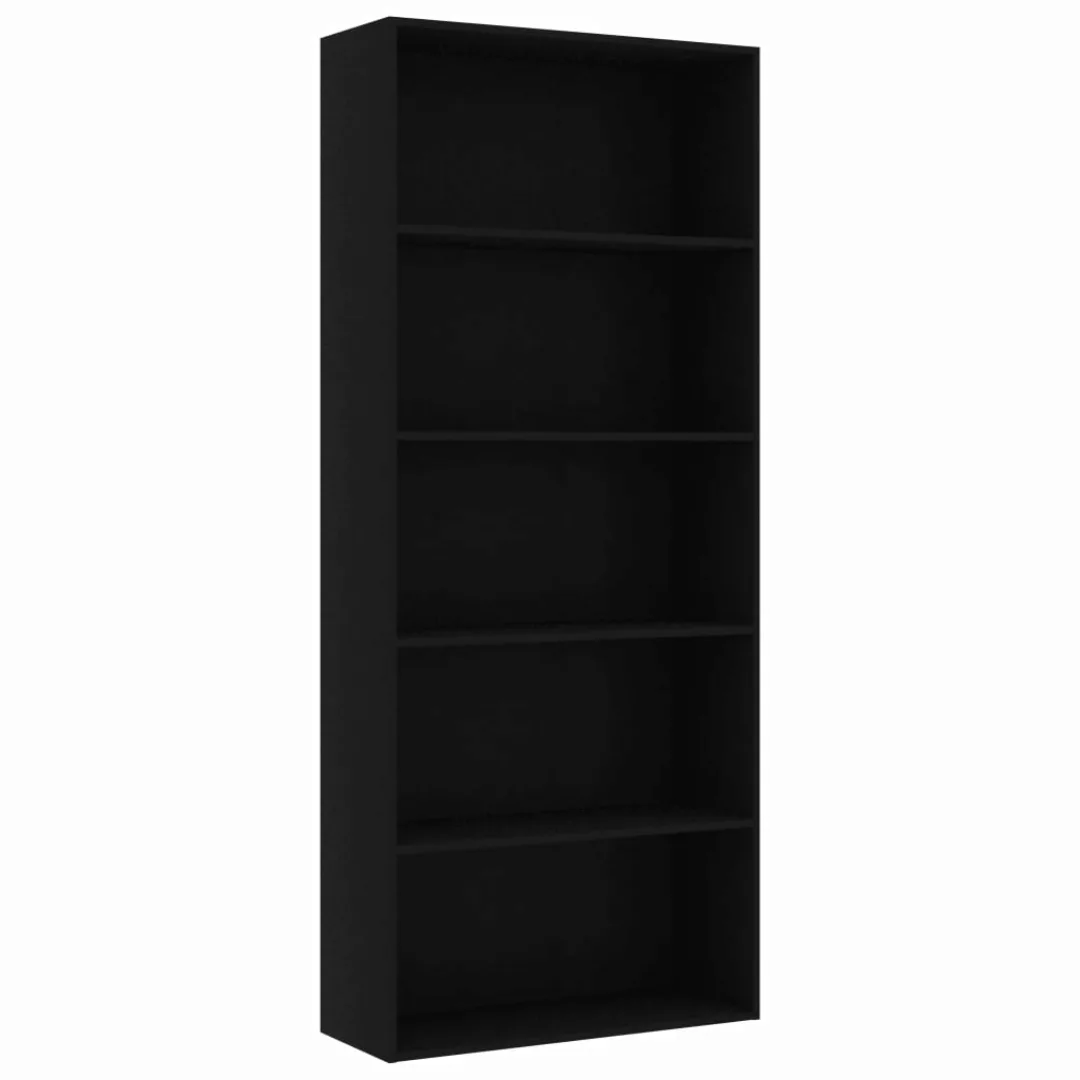 vidaXL Bücherregal Bücherregal 5 Fächer Schwarz 80 x 30 x 189 cm Spanplatte günstig online kaufen