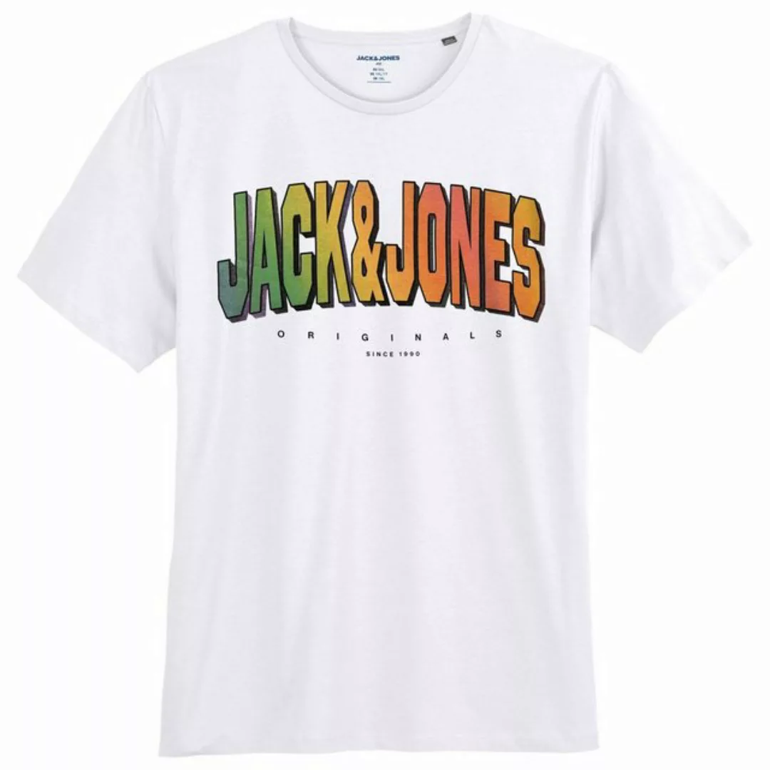 Jack & Jones Rundhalsshirt Große Größen Herren T-Shirt weiß Farbverlauf-Log günstig online kaufen