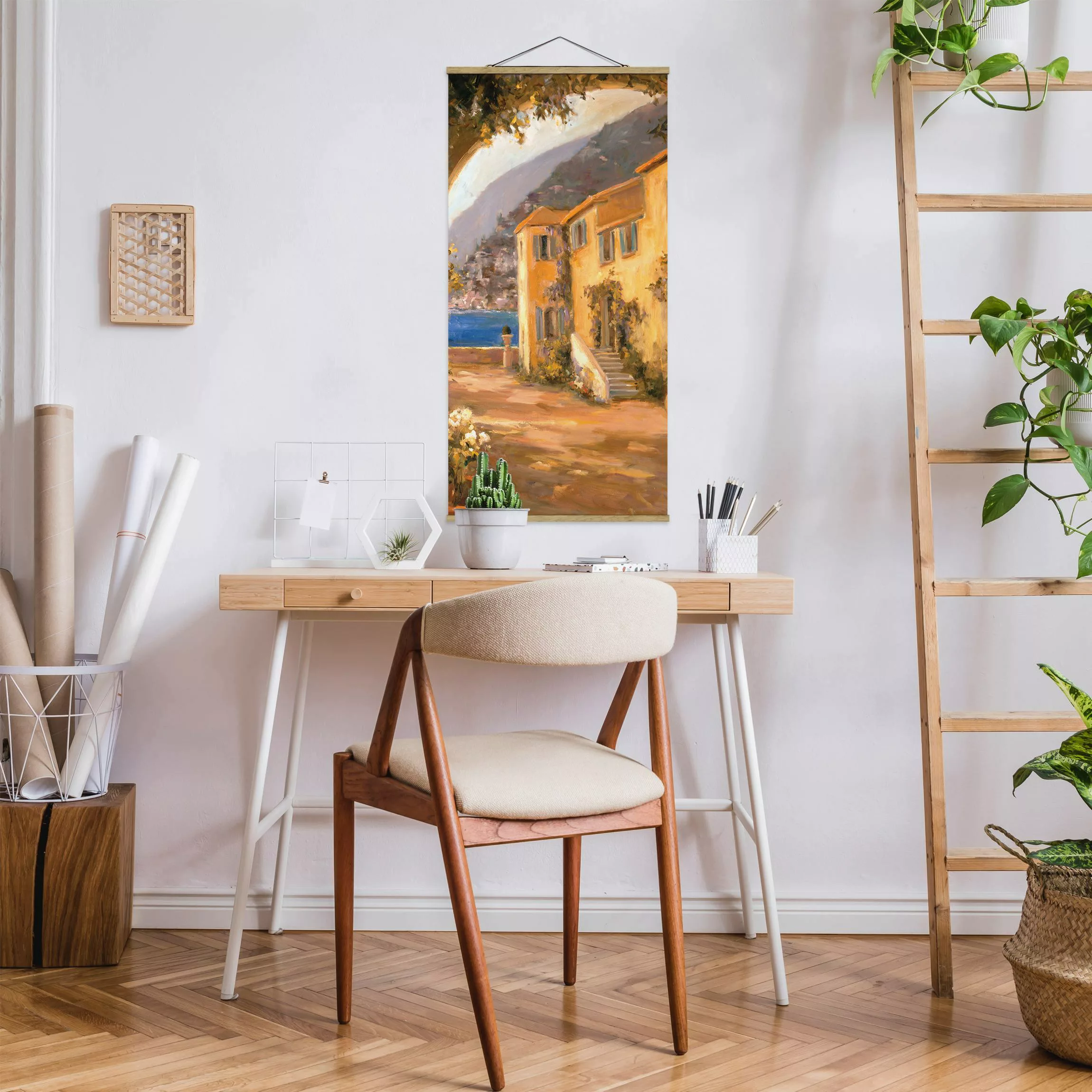 Stoffbild Kunstdruck mit Posterleisten - Hochformat Italienische Landschaft günstig online kaufen