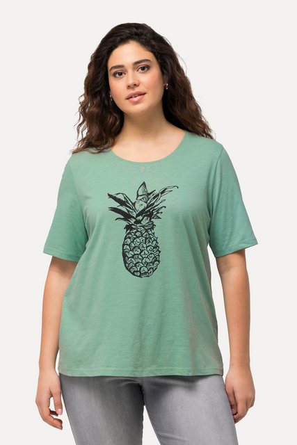 Ulla Popken T-Shirt T-Shirt Kaviarperlchen Ananas Rundhals Halbarm günstig online kaufen