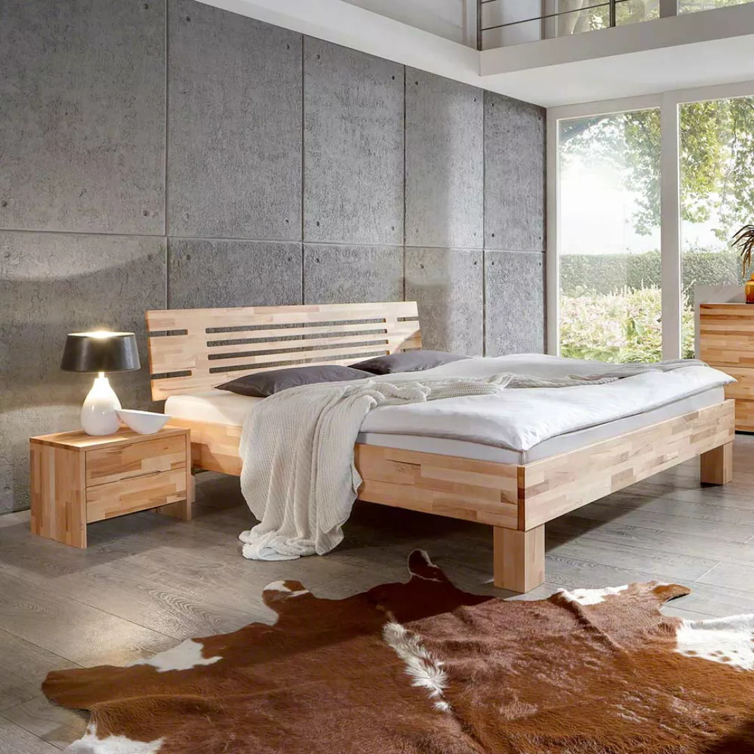Einzelbett aus Kernbuche Massivholz modern (zweiteilig) günstig online kaufen