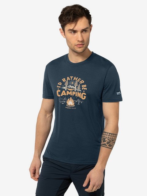 SUPER.NATURAL T-Shirt für Herren, Merino NO GLAMPING Camp Motiv, atmungsakt günstig online kaufen