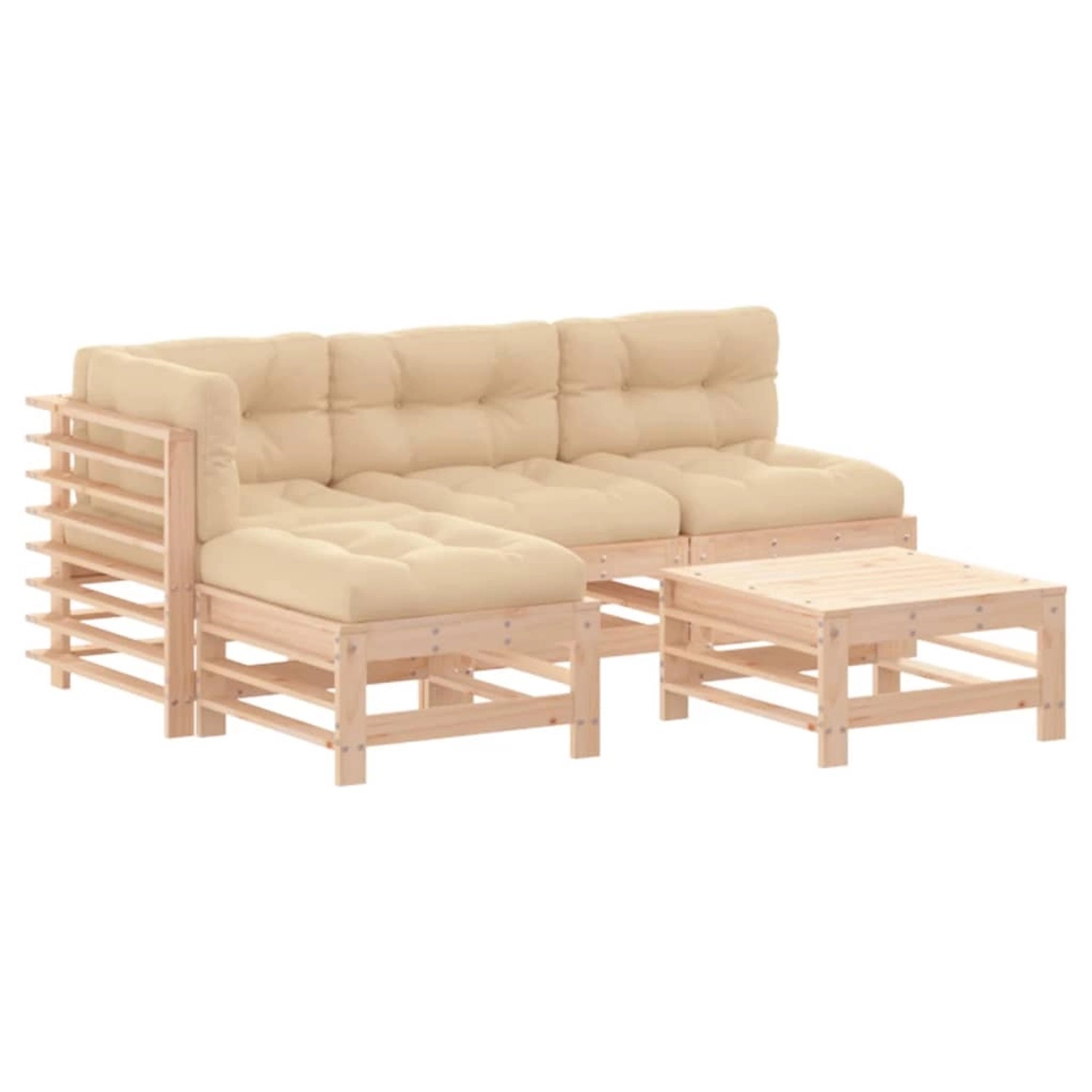 vidaXL 5-tlg Garten-Lounge-Set mit Kissen Massivholz Modell 7 günstig online kaufen