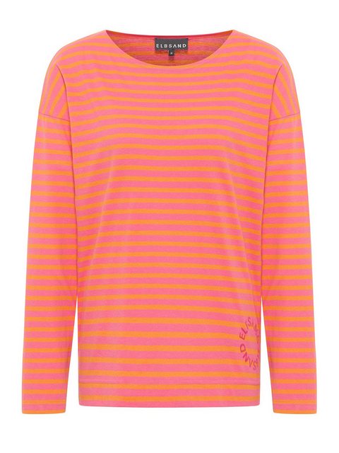 Elbsand Rundhalsshirt Longsleeve Tooske Stripe Pink Yarrow Sunset Orange günstig online kaufen