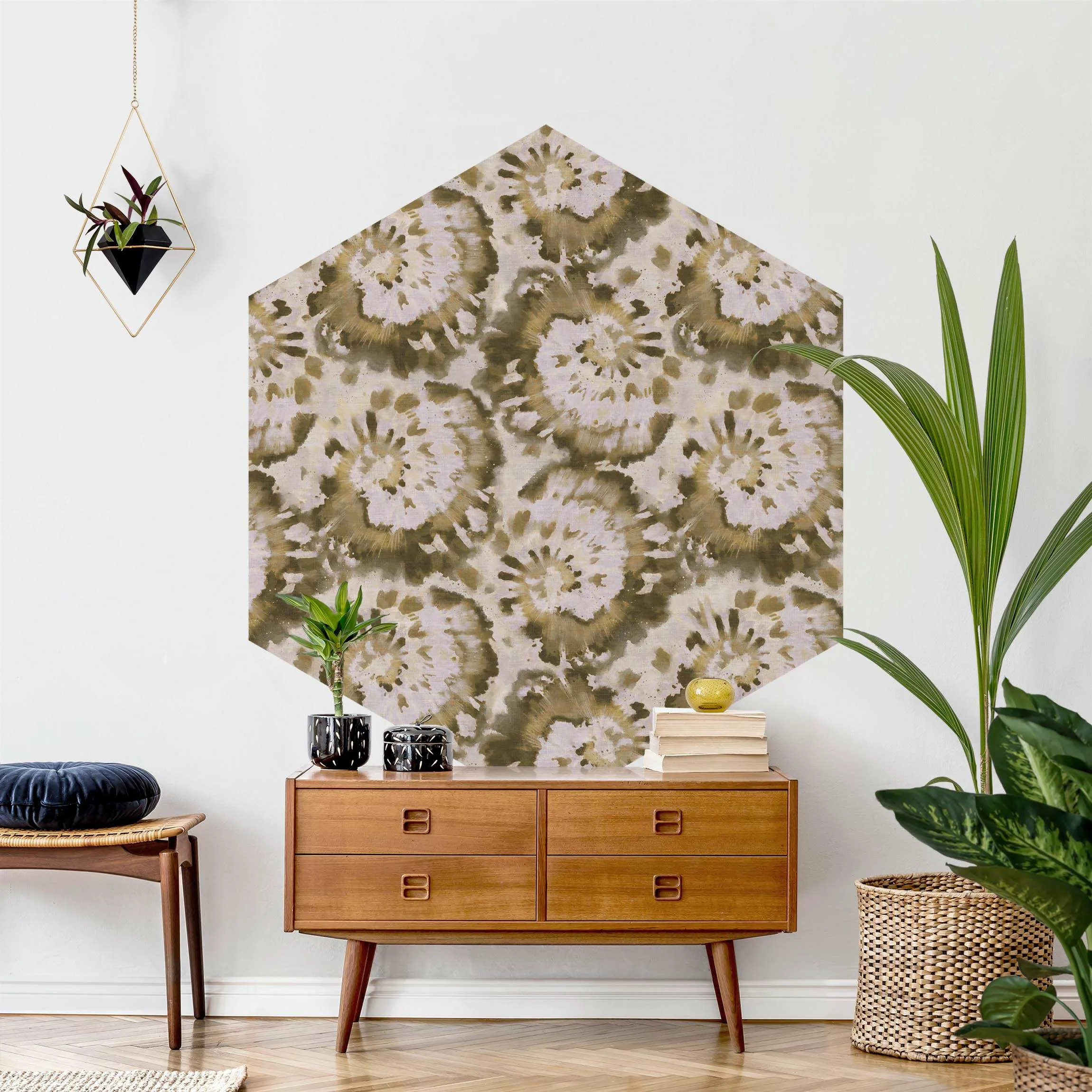 Hexagon Tapete selbstklebend Batik auf Leinwand Struktur günstig online kaufen