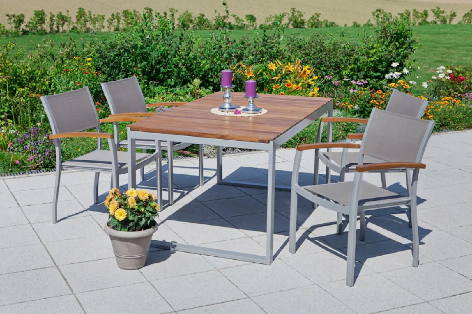 MERXX Garten-Essgruppe "Naxos", (Set, 5 tlg.), mit ausziehbaren Tisch günstig online kaufen