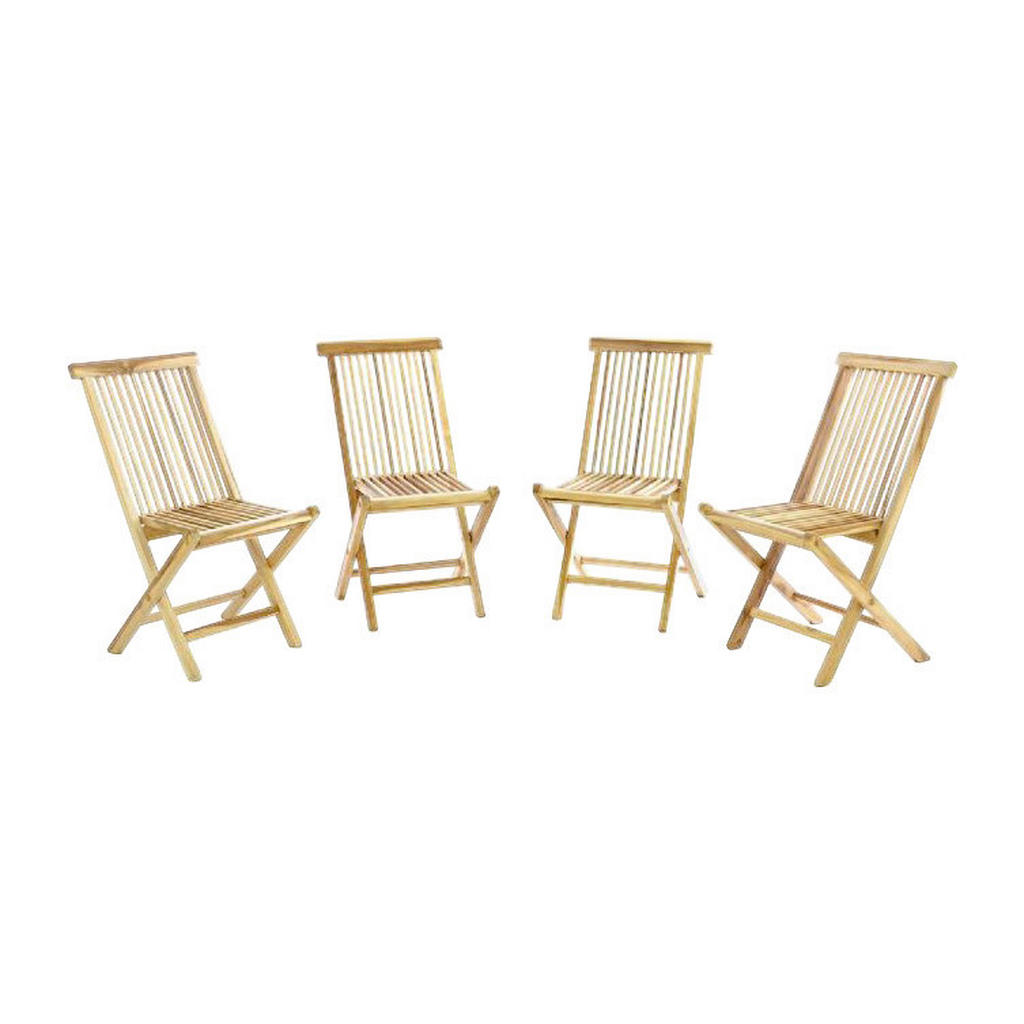 VCM Gartenstuhl 4er Set braun Teakholz B/H/T: ca. 46x89x62 cm günstig online kaufen