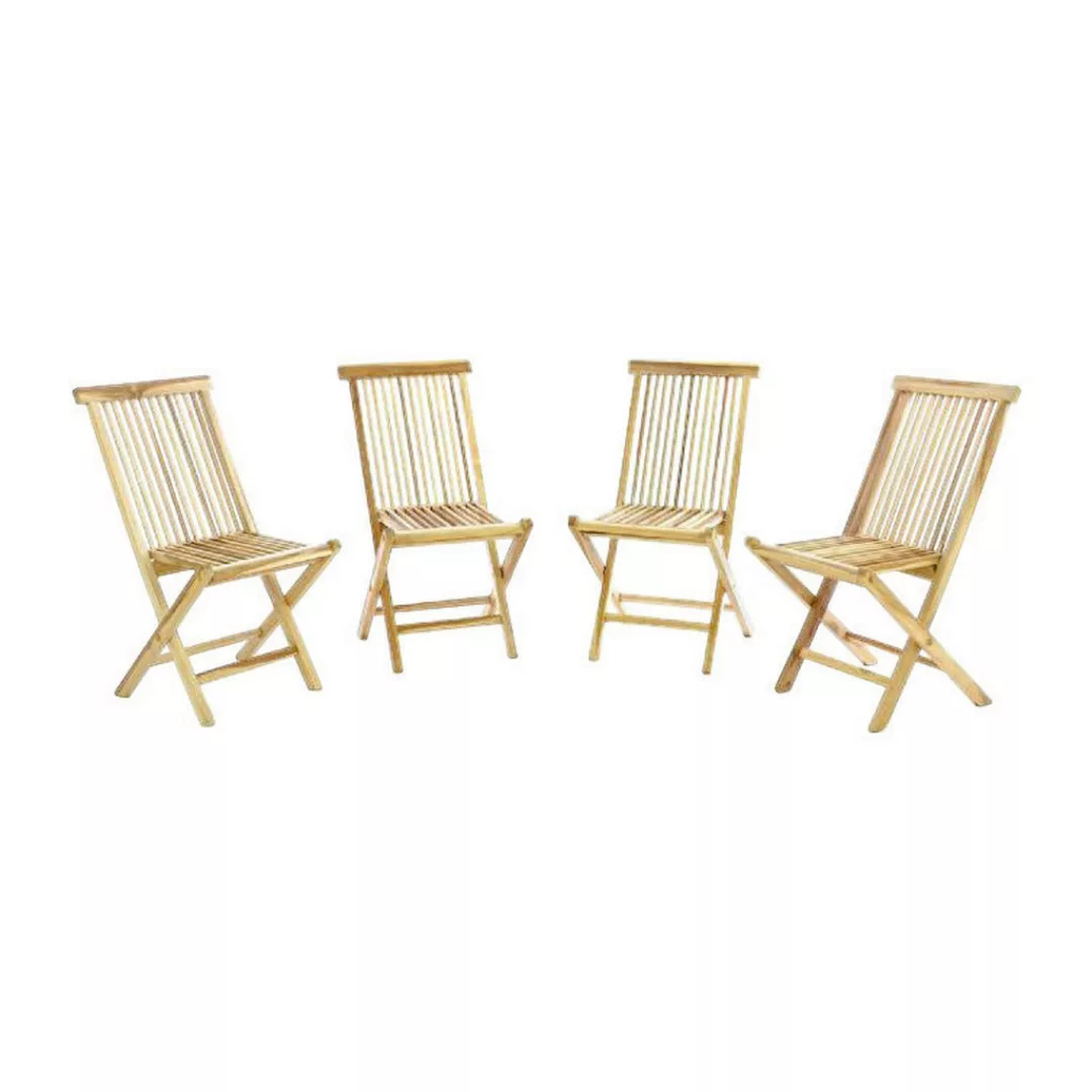 VCM Gartenstuhl 4er Set braun Teakholz B/H/T: ca. 46x89x62 cm günstig online kaufen