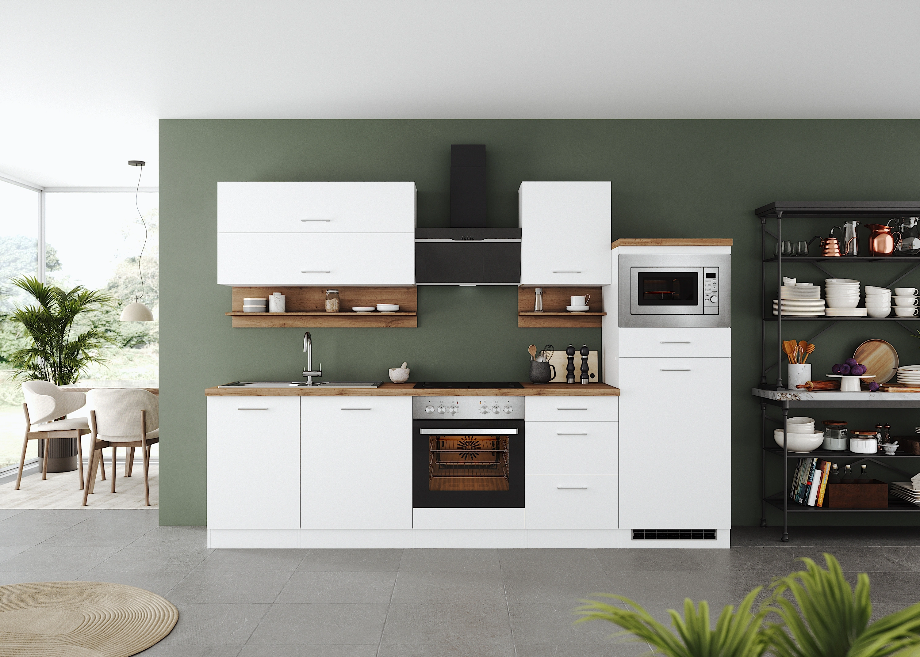 KOCHSTATION Küchenzeile »KS-Milan«, 280 cm breit, robuste Metallauszüge, vi günstig online kaufen
