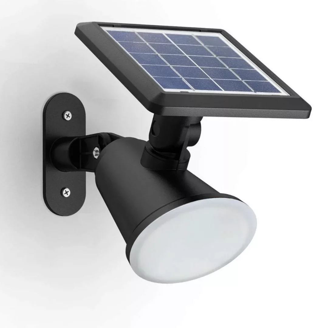 LED Solar Wandleuchte Jivix in Schwarz 1,4W 150lm IP44 mit Dämmerungssensor günstig online kaufen