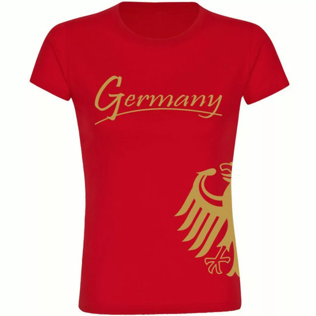 multifanshop T-Shirt Damen Germany - Adler seitlich Gold - Frauen günstig online kaufen