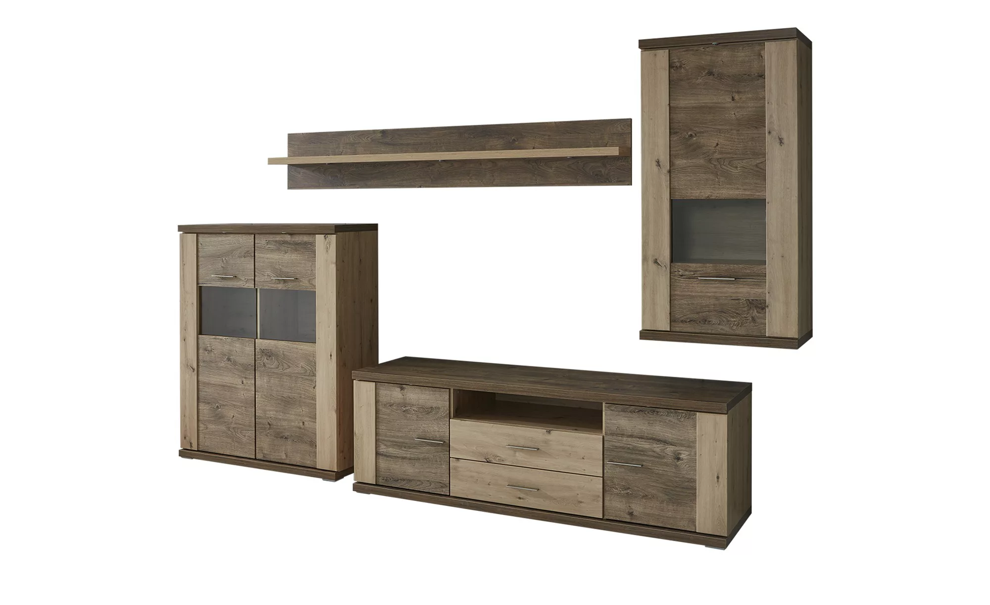 uno Wohnwand  Titan - holzfarben - 325 cm - 201 cm - 52 cm - Wohnwände > An günstig online kaufen