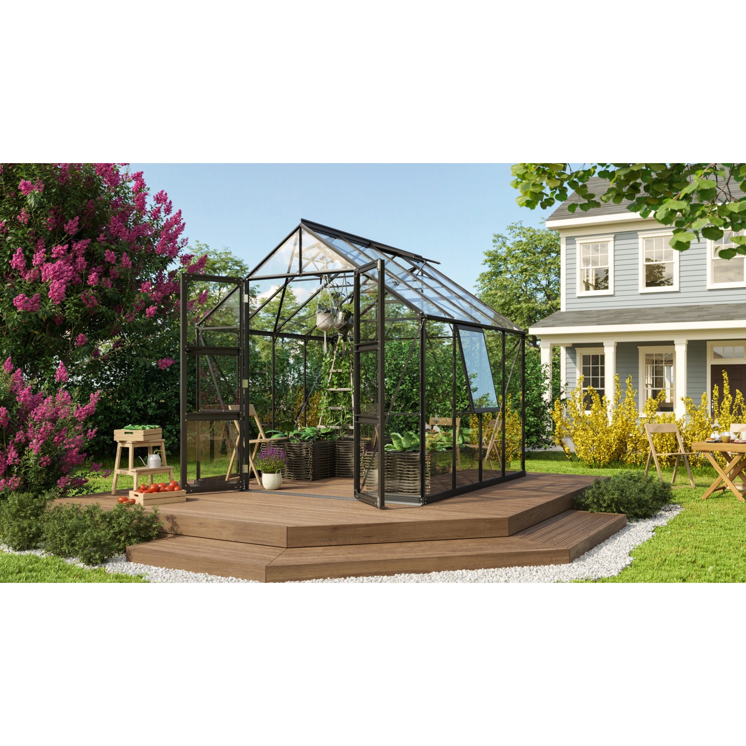 Vitavia Gewächshaus Olymp 6700 ESG Schwarz B 257 cm x T 258 cm günstig online kaufen