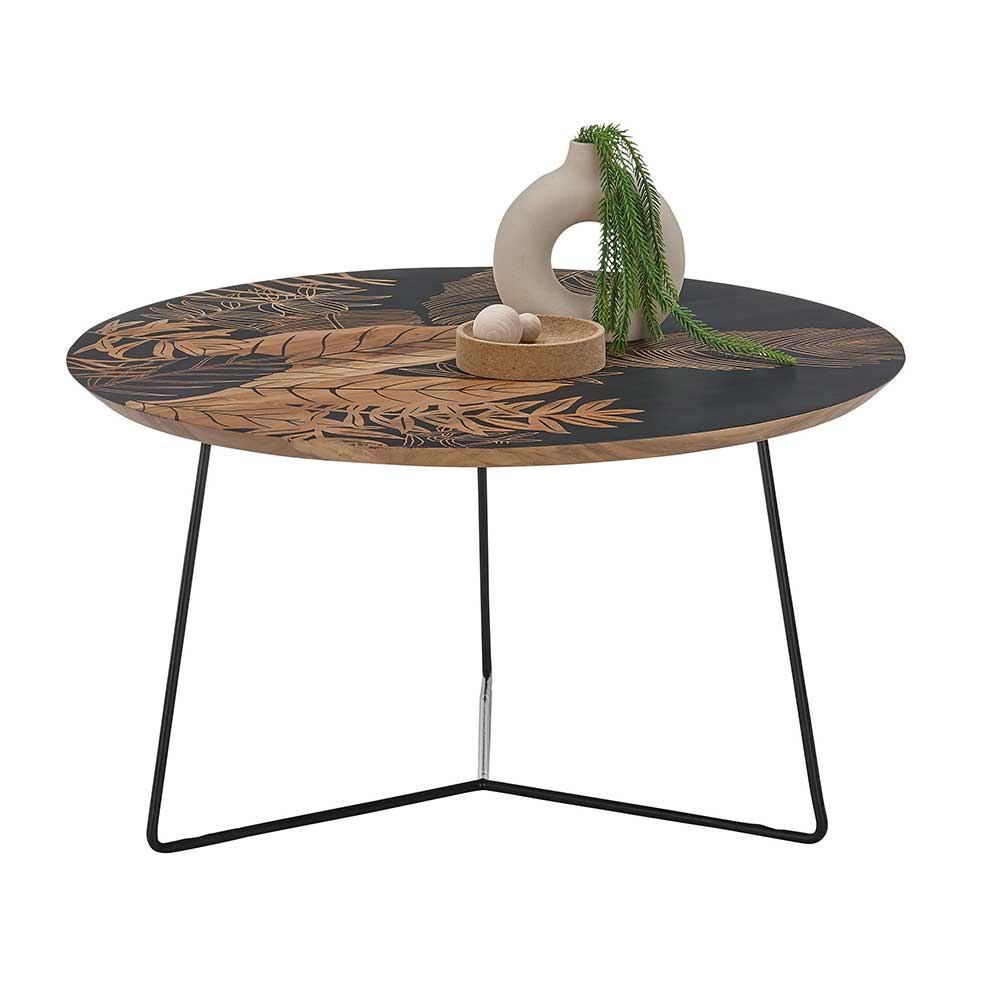 Couchtisch Sofatisch aus Metall und Holz Floral günstig online kaufen