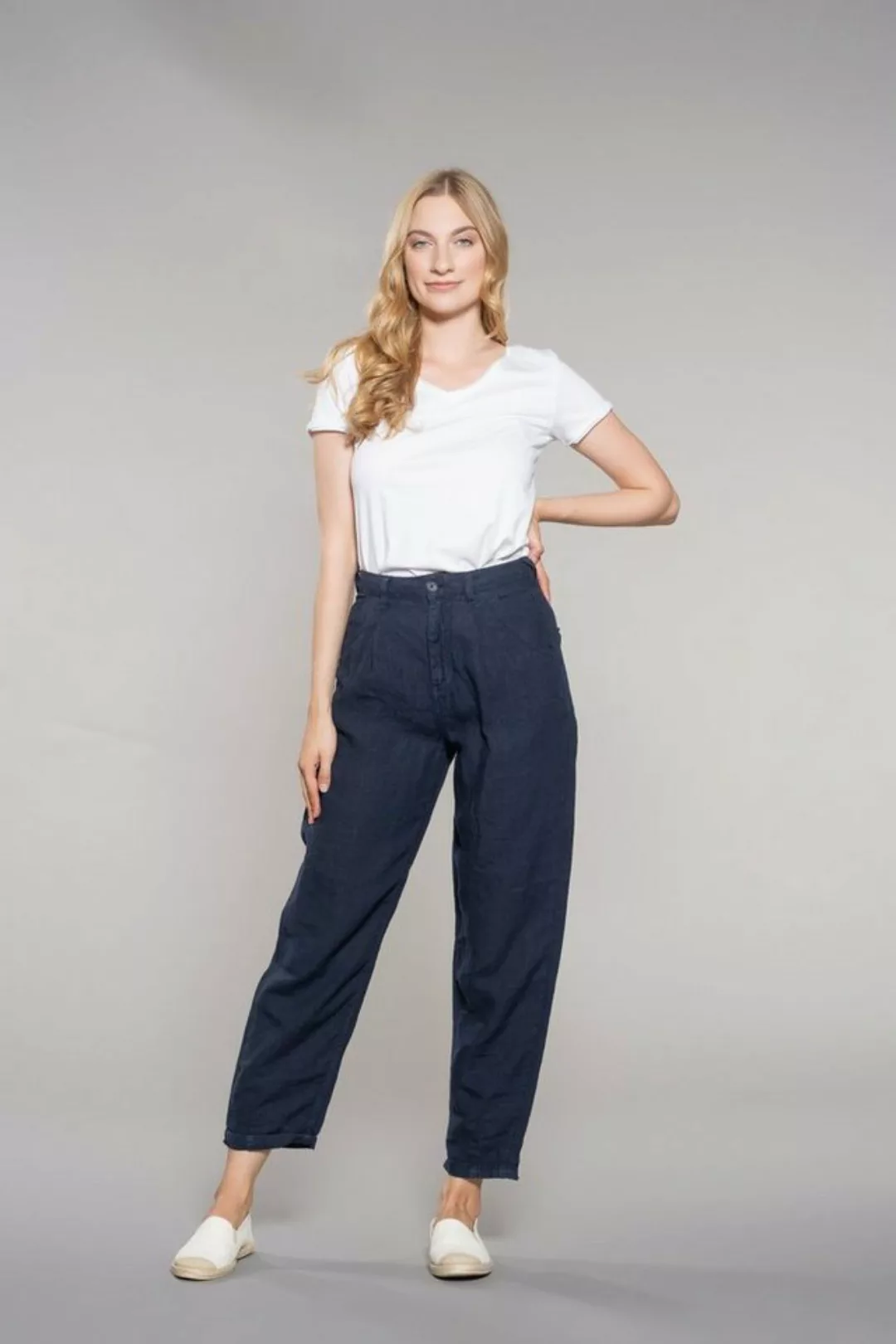 Feuervogl Leinenhose fv-Bel:la, Balloon, High Waist, Pure Linen günstig online kaufen