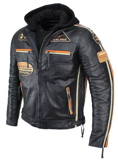 Alpha Speeds Motorradjacke Herren Leder Jacke Biker Freizeit Highway Jacke günstig online kaufen