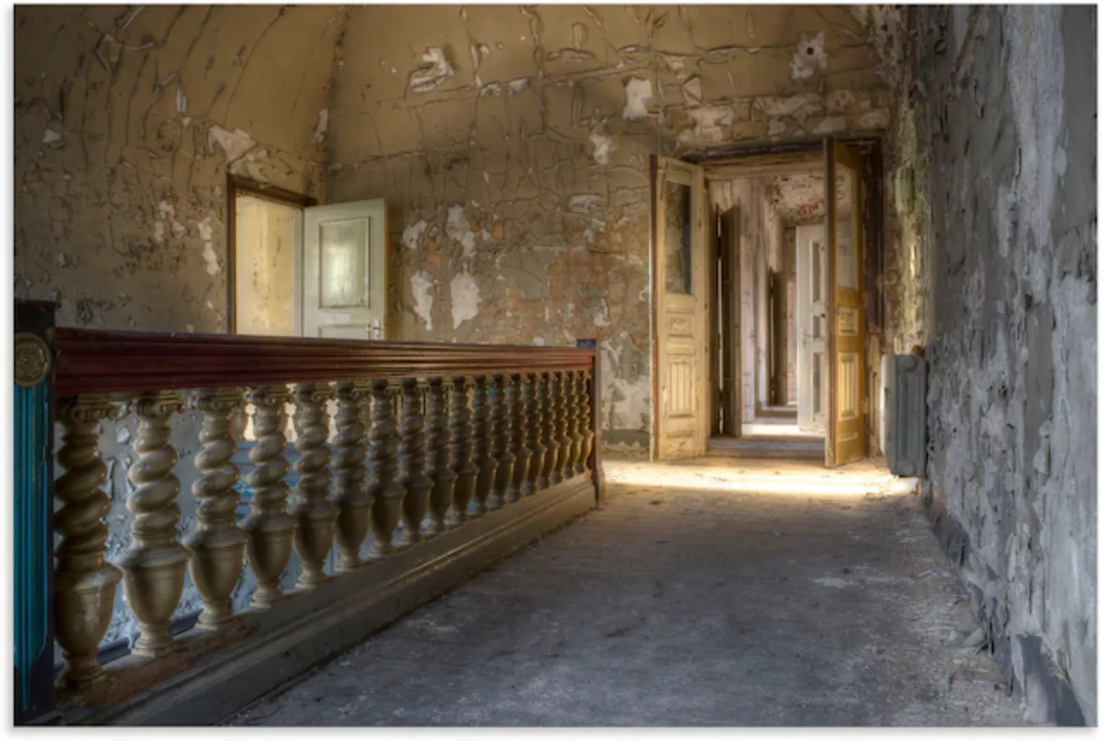 Artland Wandbild "Lost Place - Gang mit Sonnenschein", Fenster & Türen, (1 günstig online kaufen