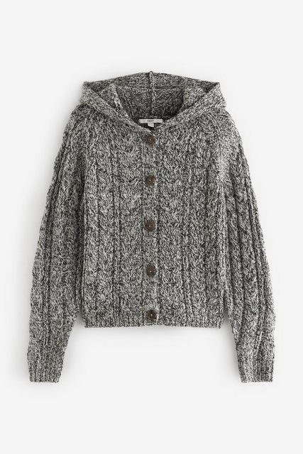 Next Kapuzenstrickjacke Durchgeknöpfte Kapuzenjacke mit Zopfmuster (1-tlg) günstig online kaufen