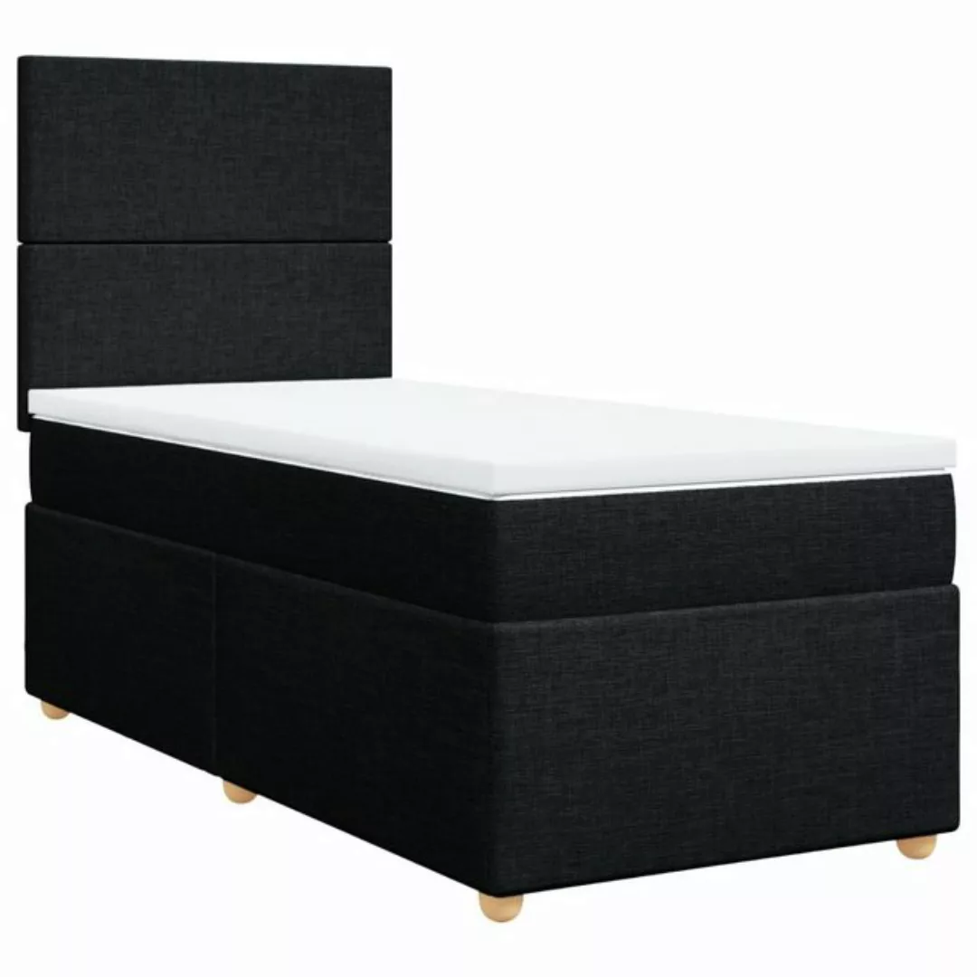 vidaXL Boxspringbett, Boxspringbett mit Matratze Schwarz 80x200 cm Stoff günstig online kaufen