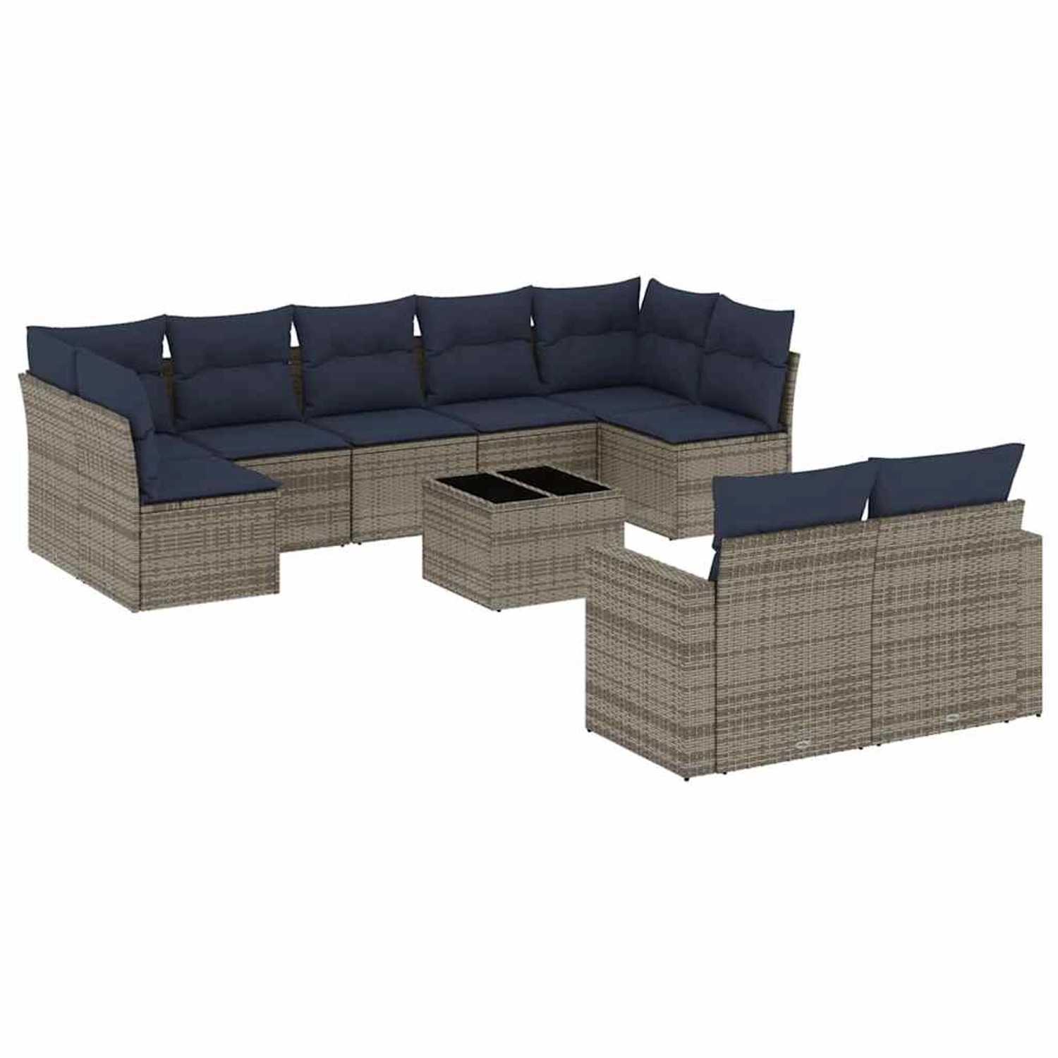 vidaXL 10-Tlg Garten-Sofagarnitur mit Kissen Grau Poly Rattan 3219421 günstig online kaufen