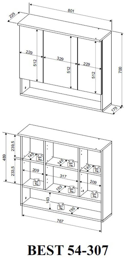BASIC by Balculina Spiegelschrank Best80 Spiegelschrank, günstig online kaufen