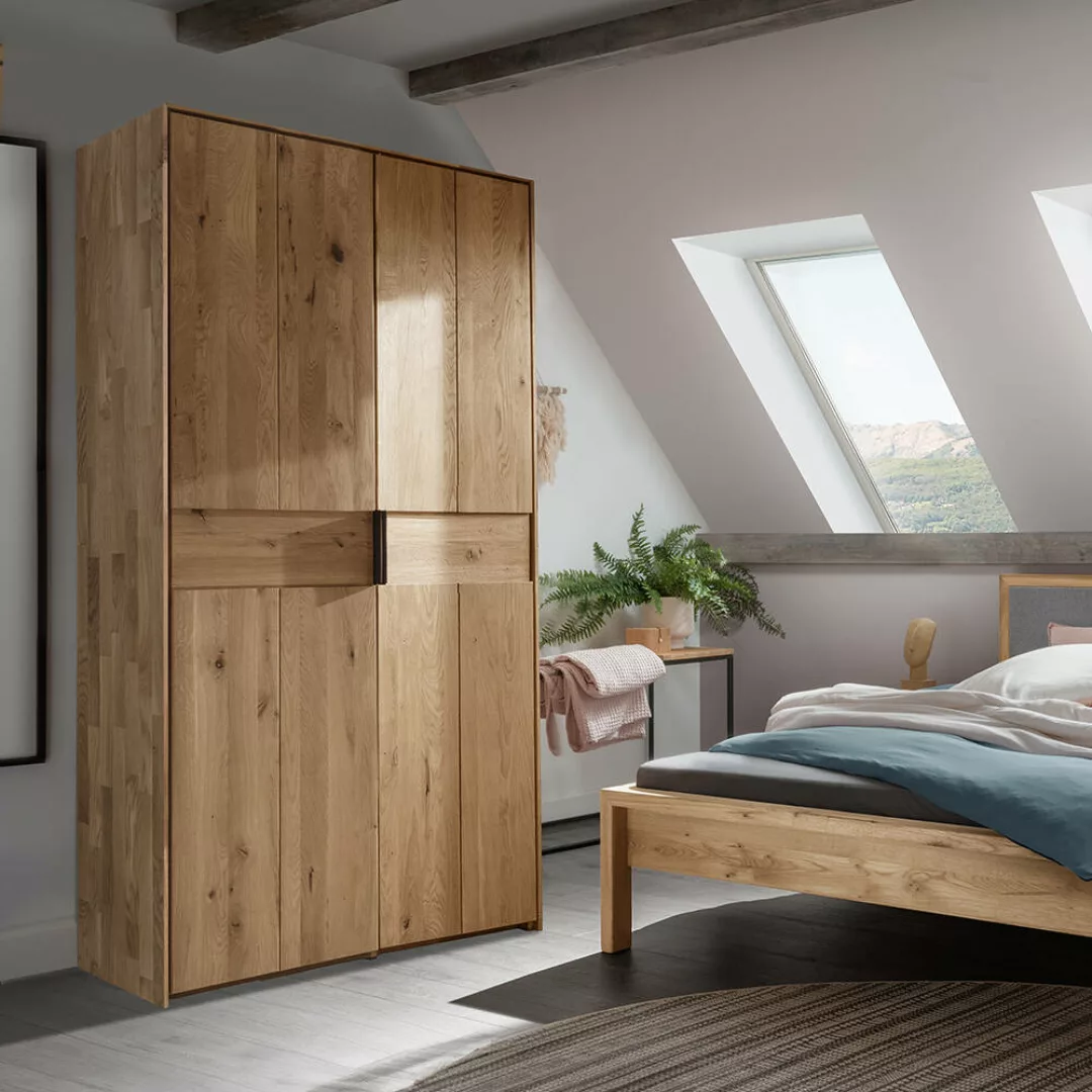 Kleiderschrank 104 cm breit modern im Landhausstil, Eiche massiv AVELLINO-1 günstig online kaufen