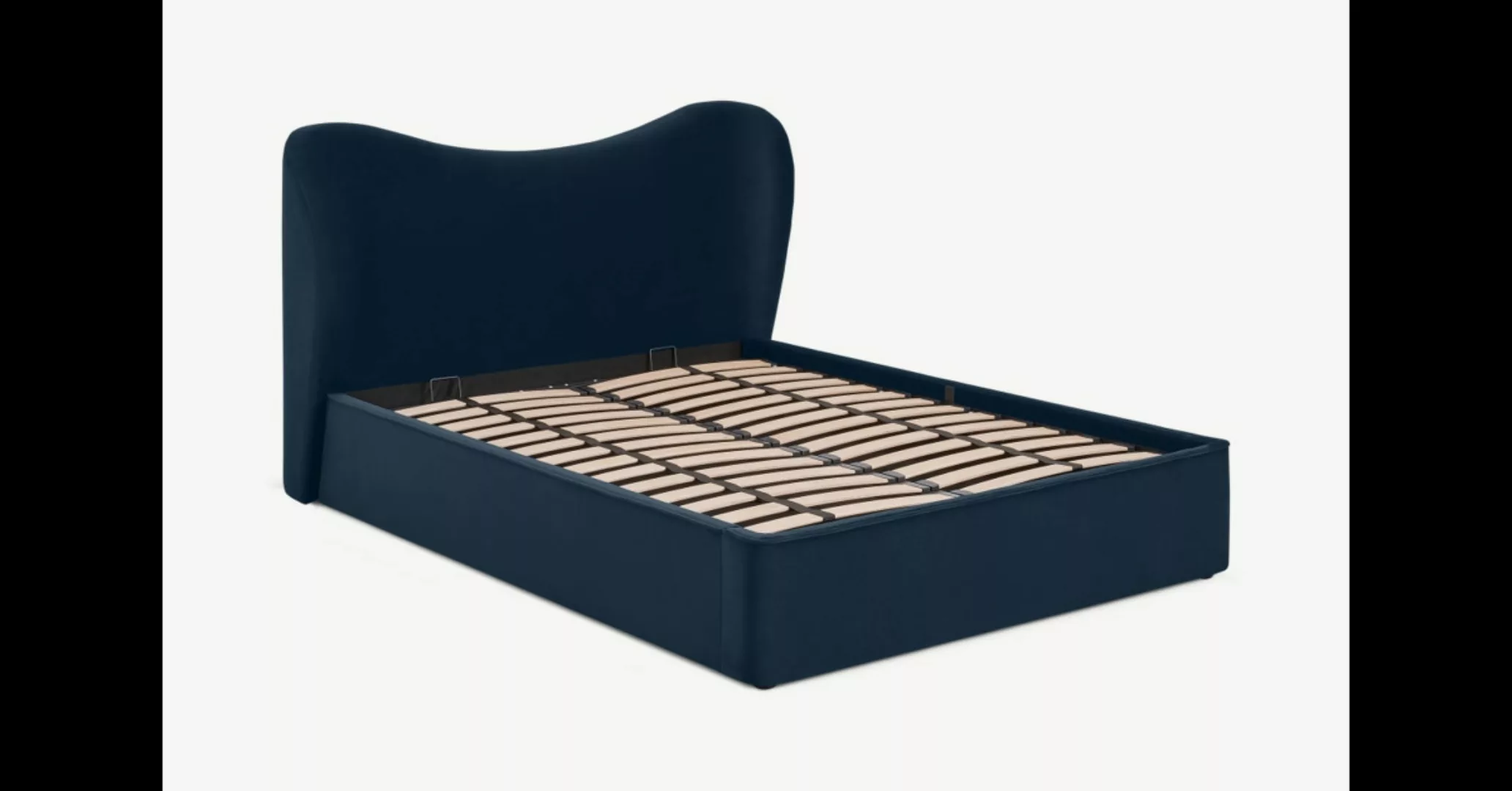Kooper Polsterbett mit Bettkasten (140 x 200 cm), Samt in Saphirblau - MADE günstig online kaufen