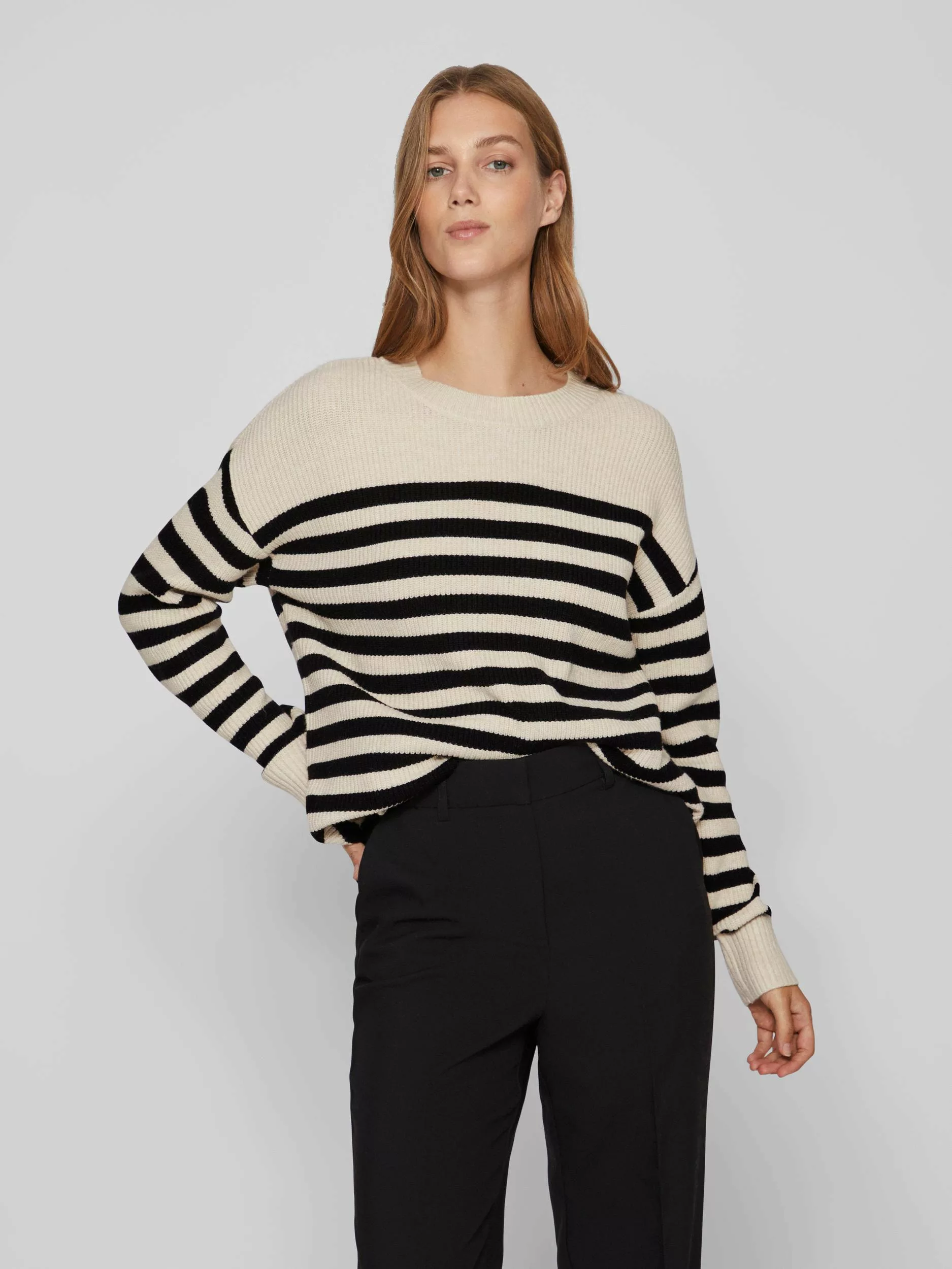 Vila Rundhalspullover "VIRIL RIB STRIPE L/S KNIT TOP - NOOS" günstig online kaufen