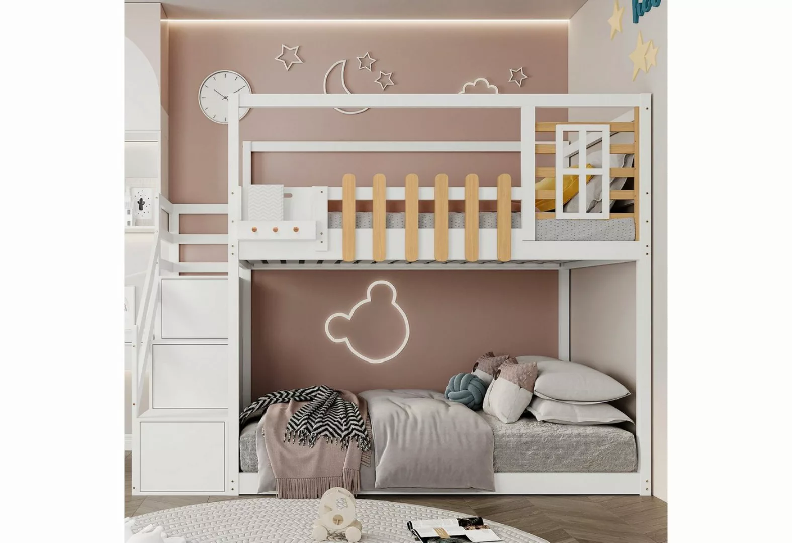 REDOM Kinderbett Kinderbett Einzelbett Gästebett Bett (mit 3 Schließfächer günstig online kaufen