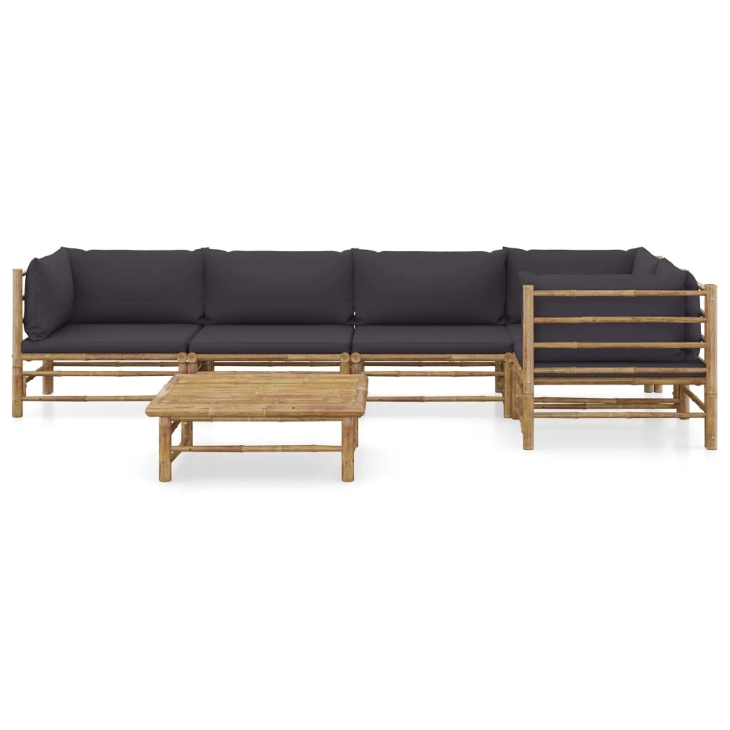 vidaXL 6-tlg Garten-Lounge-Set mit Dunkelgrauen Kissen Bambus Modell 8 günstig online kaufen