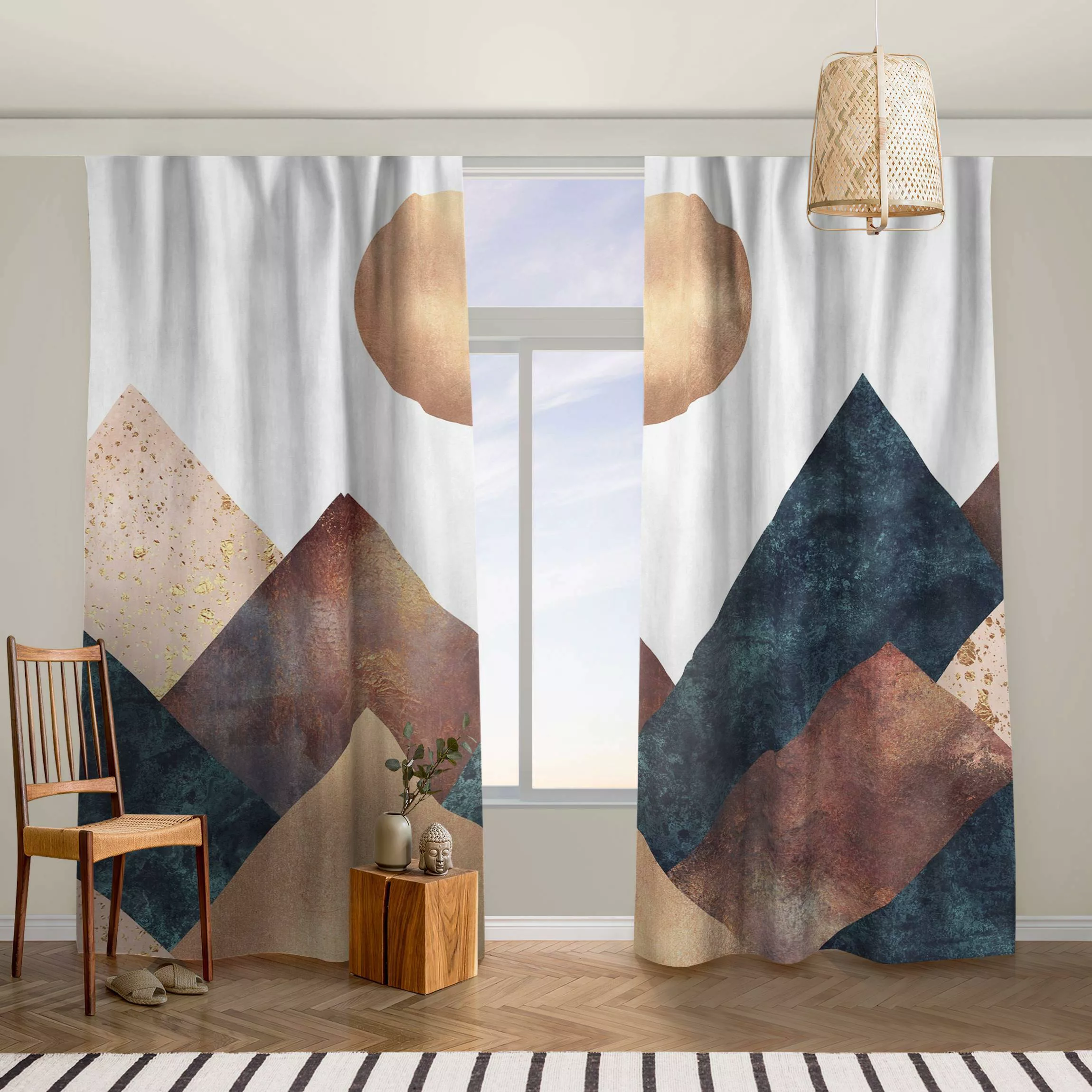 Vorhang Geometrische Berge Bronze günstig online kaufen