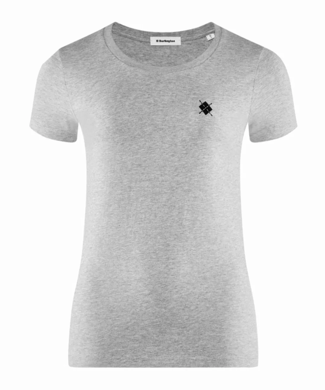 Burlington Damen T-Shirt Rundhals, XS, Grau, Raute, Baumwolle, 2269012-3400 günstig online kaufen