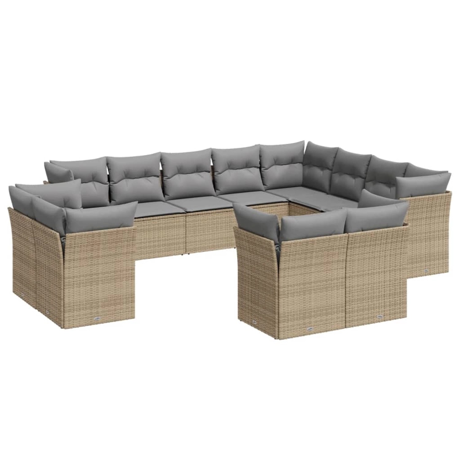 vidaXL 12-tlg Garten-Sofagarnitur mit Kissen Beige Poly Rattan Modell 33 günstig online kaufen