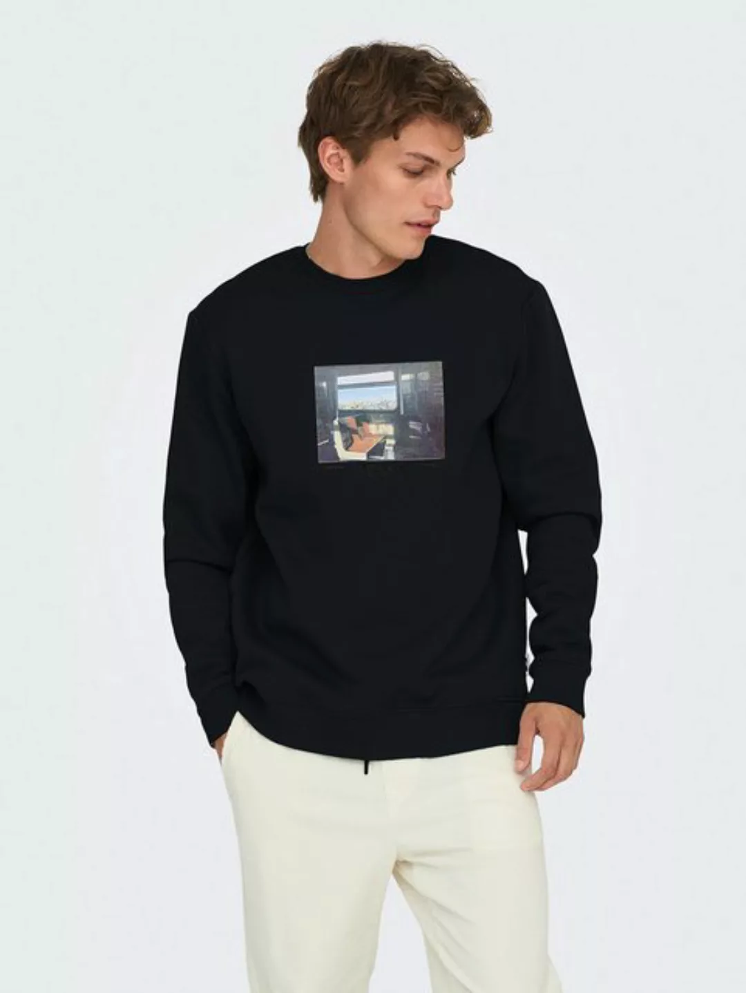 ONLY & SONS Sweatshirt Sweatshirt mit Print Rundhals langarmig lässig ONSRO günstig online kaufen