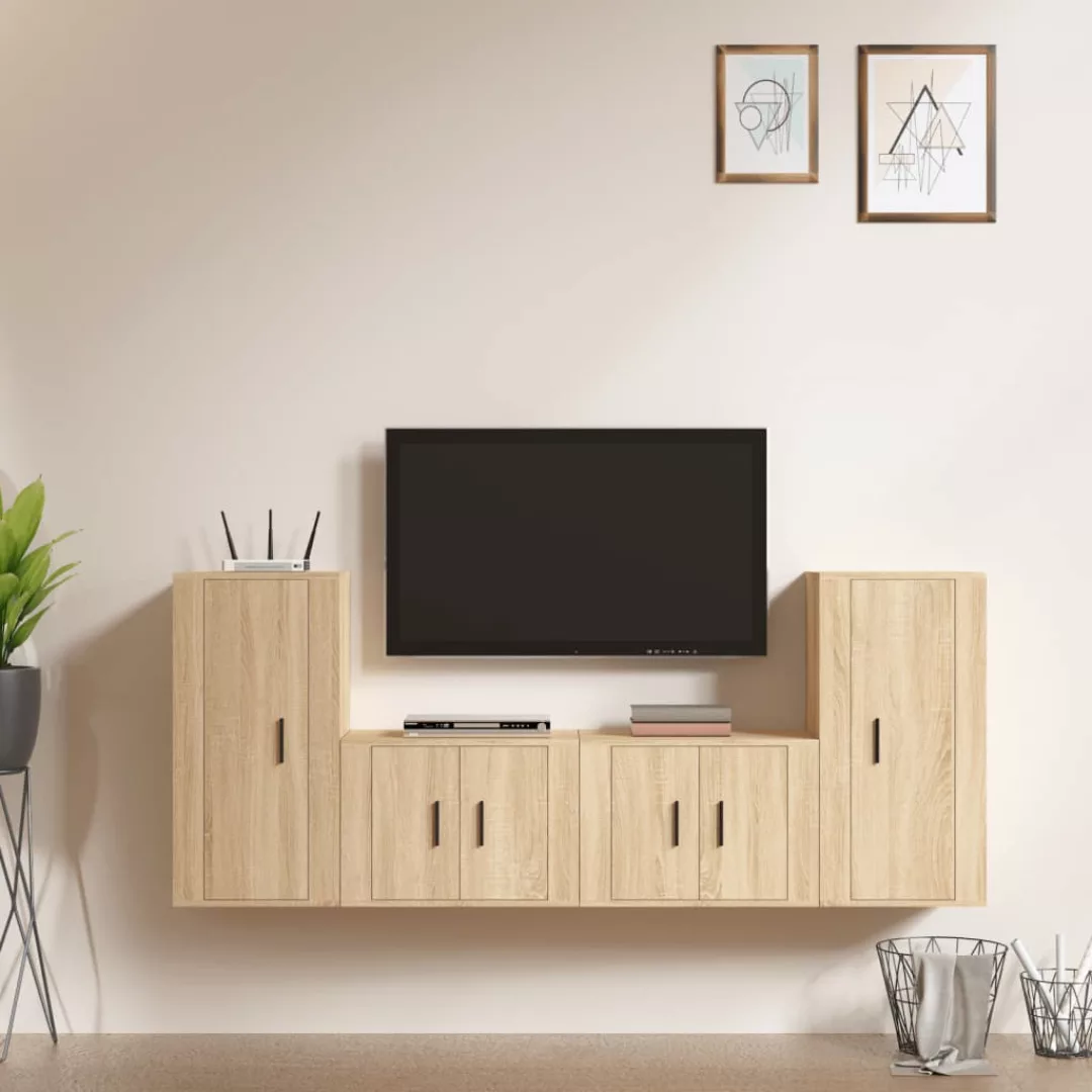 Vidaxl 4-tlg. Tv-schrank-set Sonoma-eiche Holzwerkstoff günstig online kaufen