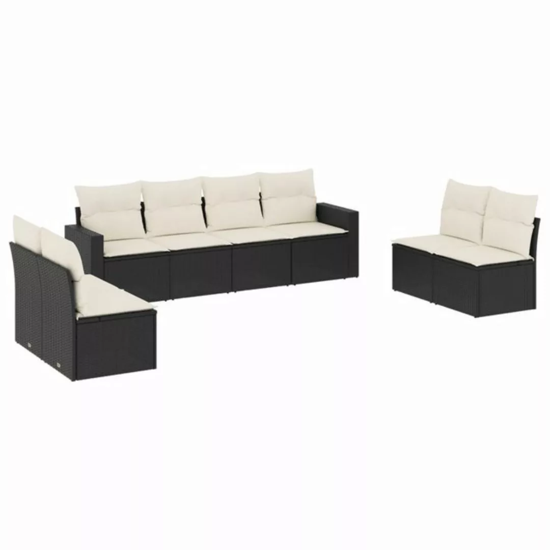 vidaXL Sofaelement 8-tlg. Garten-Sofagarnitur mit Kissen Schwarz Poly Ratta günstig online kaufen