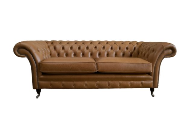 Xlmoebel Sofa Dreisitzer Chesterfield Polstersofa in braunem Leder und Text günstig online kaufen