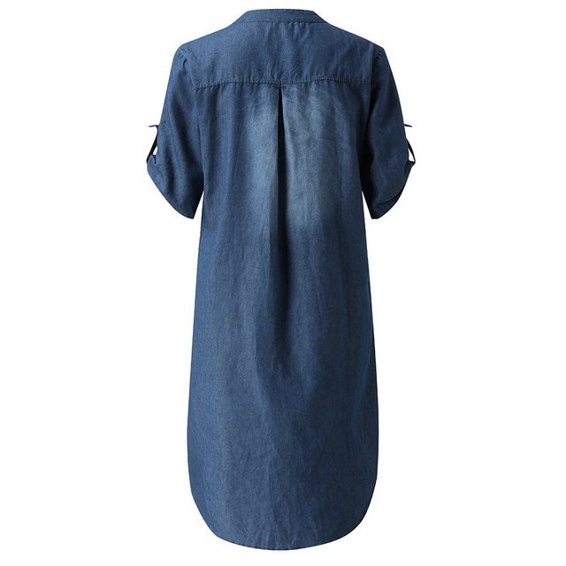 KIKI Jeanskleid Damen Sommerkleid aus Denim mit V-Ausschnitt, A-Linien-Klei günstig online kaufen