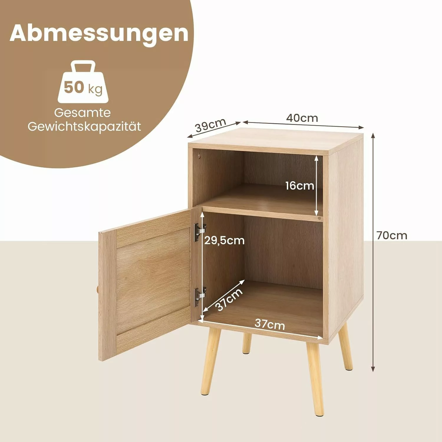 KOMFOTTEU Nachttisch (2-St), mit Türschrank & günstig online kaufen