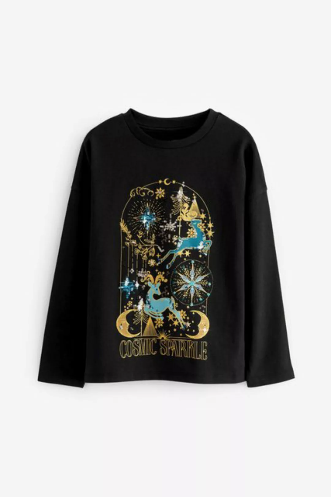 Next Langarmshirt Weihnachtliches Langarmshirt mit Pailletten (1-tlg) günstig online kaufen