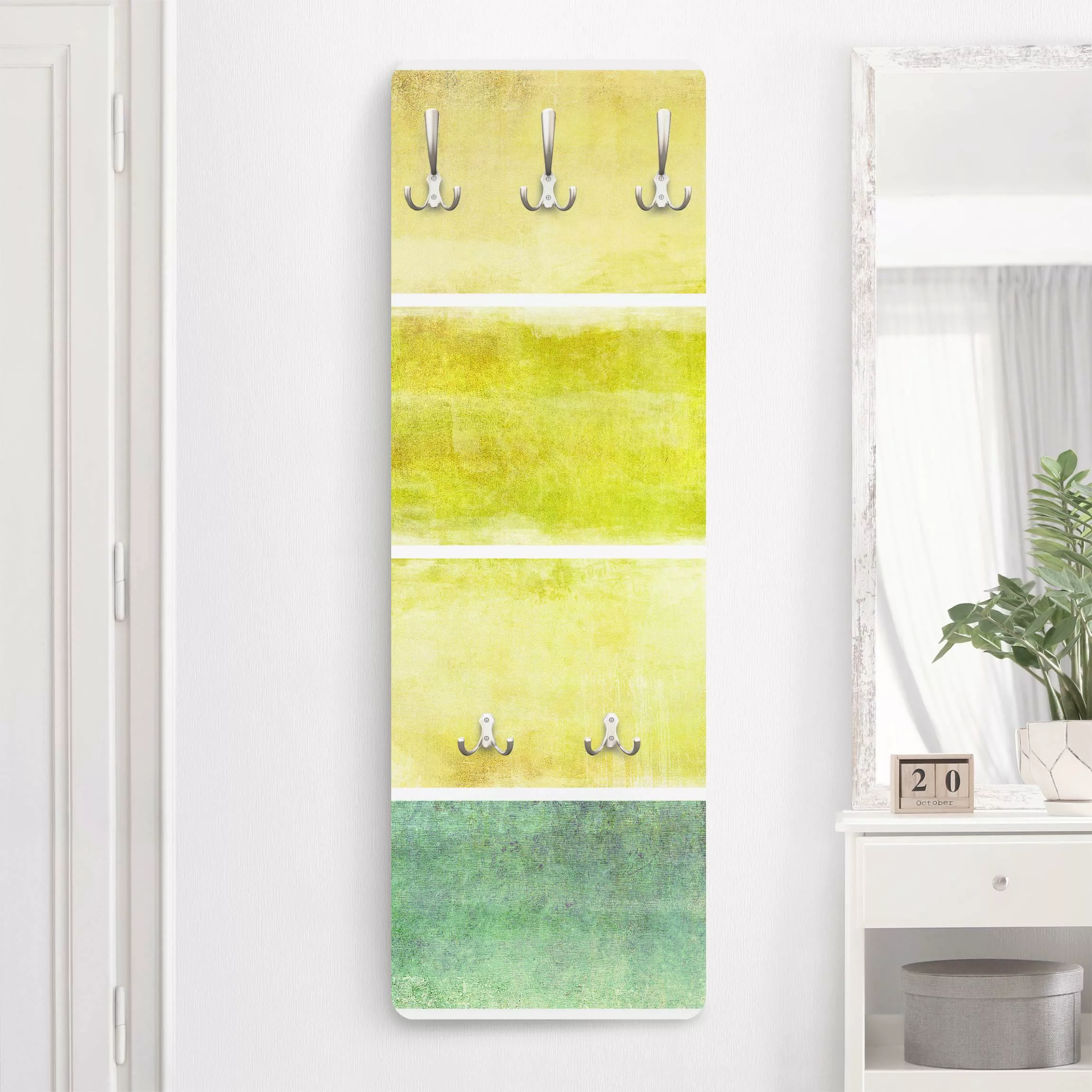 Wandgarderobe Holzpaneel Abstrakt Colour Harmony Yellow günstig online kaufen