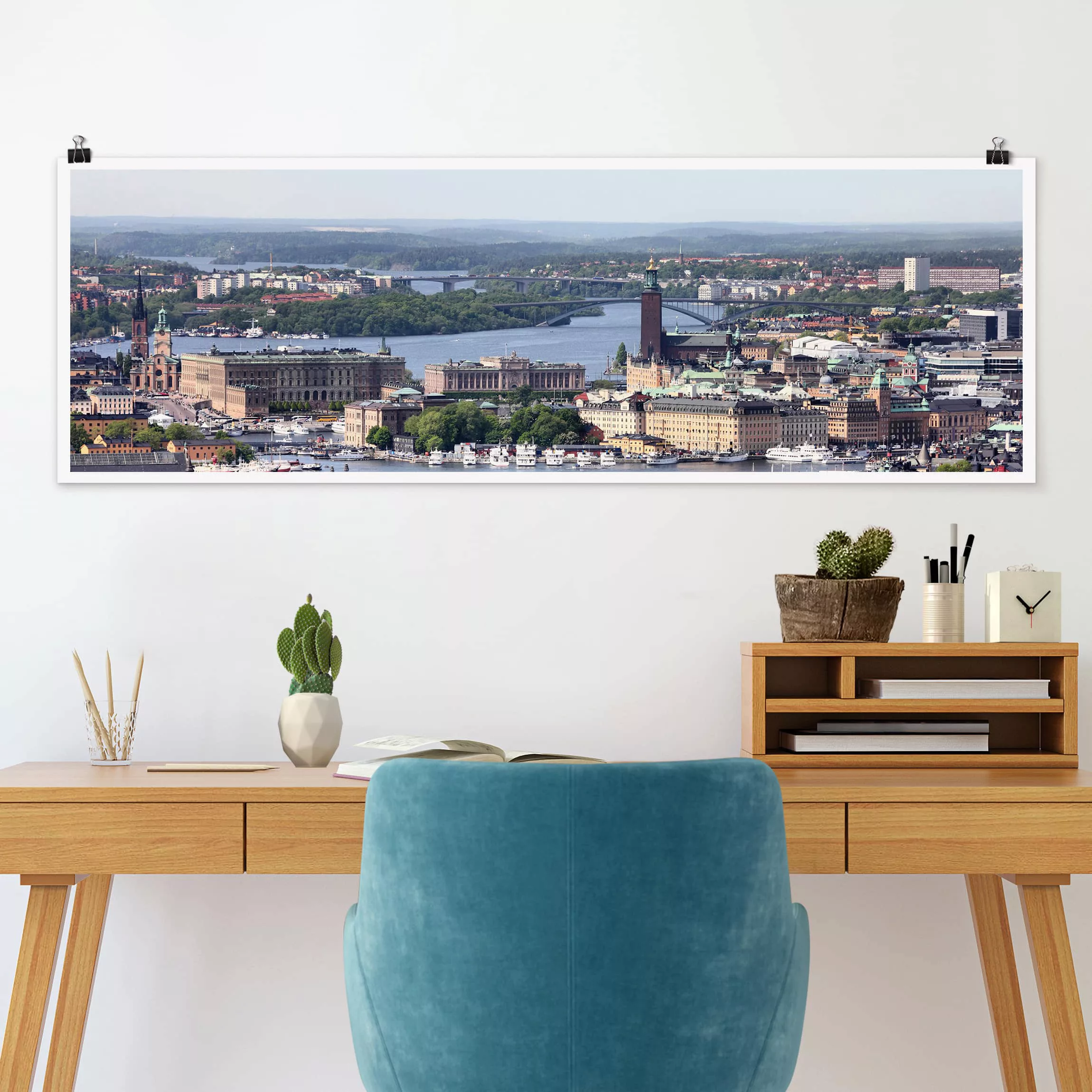 Panorama Poster Architektur & Skyline Stockholm City günstig online kaufen