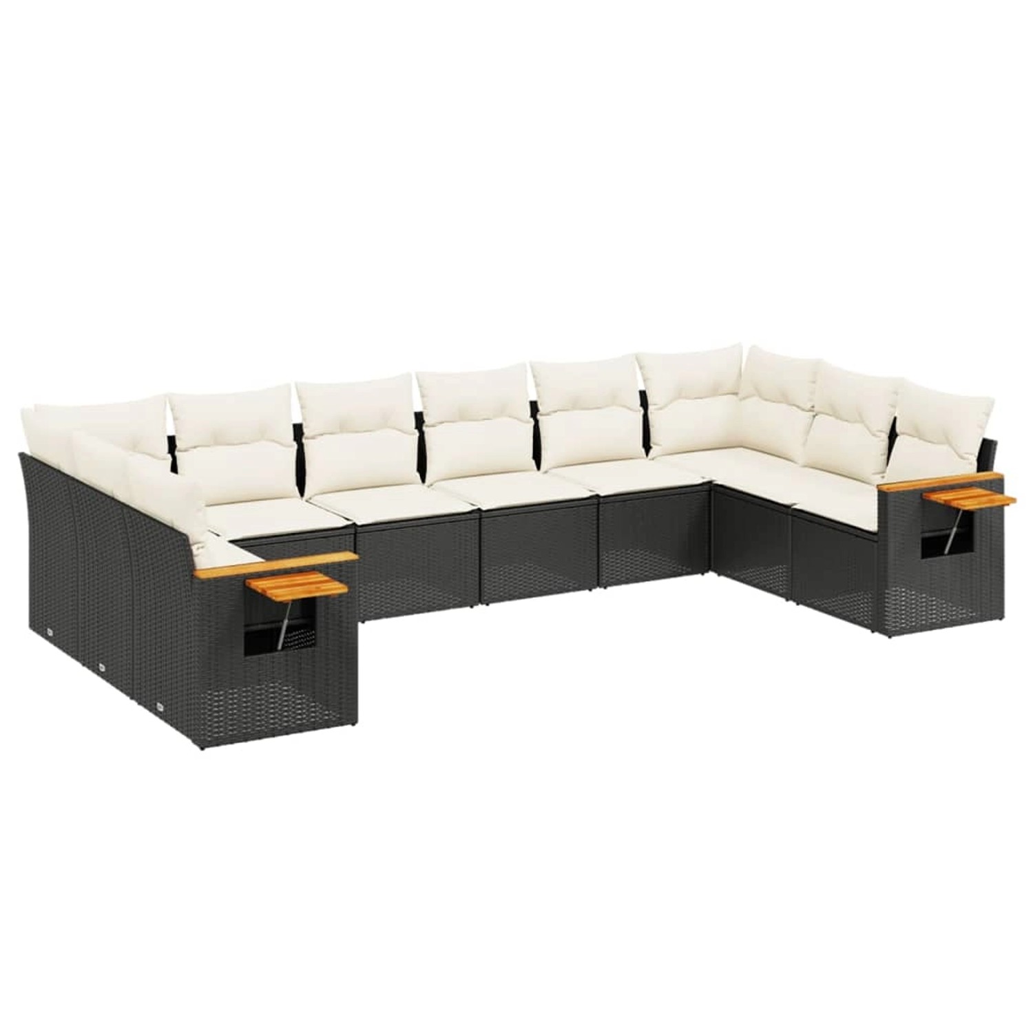 vidaXL 10-Tlg Garten-Sofagarnitur mit Kissen Schwarz Poly Rattan 3227162 günstig online kaufen